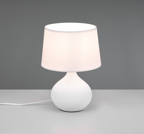 Biała lampa stołowa z ceramiki i tkaniny Reality Martin, wys. 29 cm
