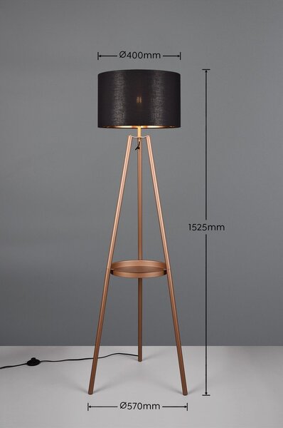 Brązowa lampa stojąca z półką (wys. 152 cm) Colette – Reality