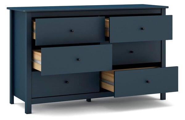 Ciemnoniebieska niska komoda z drewna sosnowego 130x80 cm Misti – Marckeric