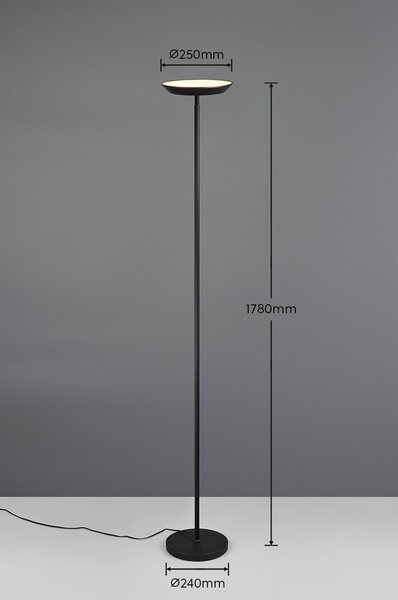 Czarna lampa stojąca LED (wysokość 178 cm) Specter – Reality