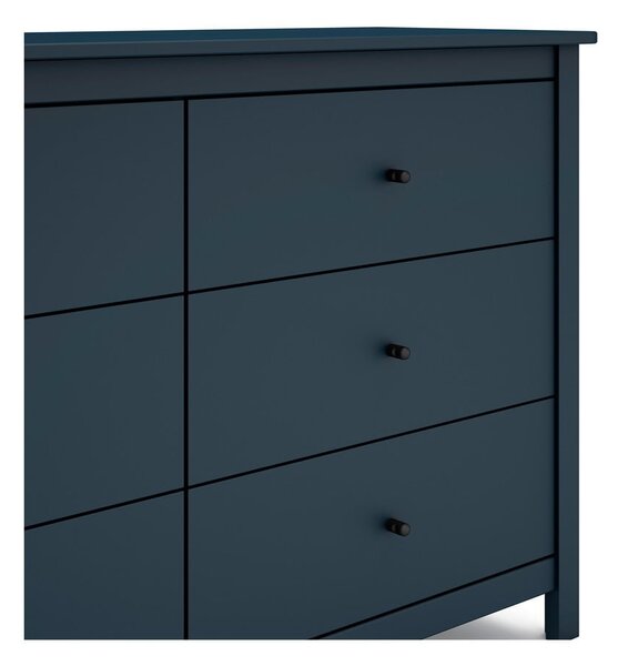 Ciemnoniebieska niska komoda z drewna sosnowego 130x80 cm Misti – Marckeric