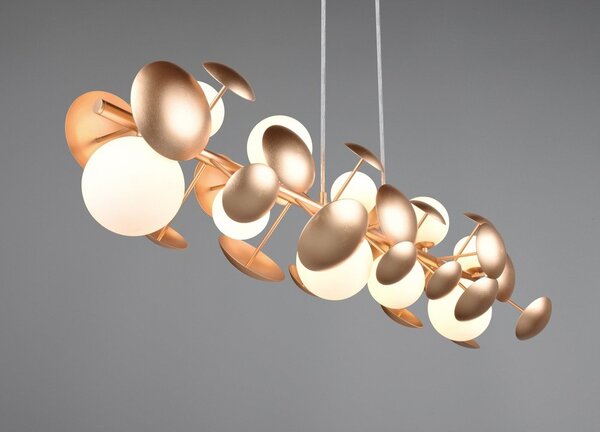 Lampa wisząca w biało-złotym kolorze ze szklanym kloszem Bubble – Trio Select
