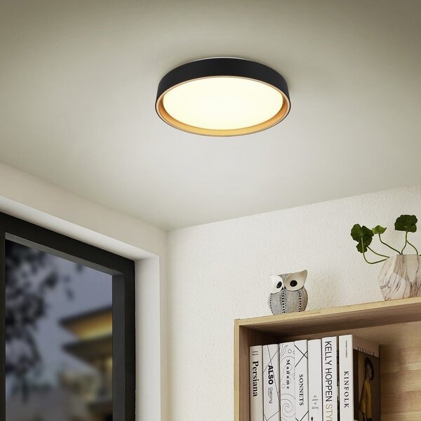 Czarna lampa sufitowa LED ø 40 cm Felis – Reality