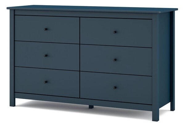 Ciemnoniebieska niska komoda z drewna sosnowego 130x80 cm Misti – Marckeric