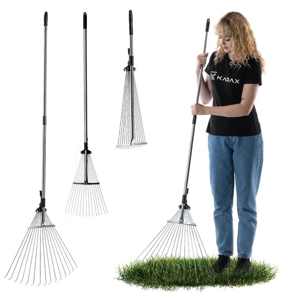 Grabie do liści 15 zębów 151 cm, srebrne