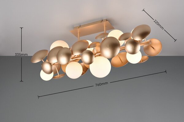Lampa sufitowa w biało-złotym kolorze ze szklanym kloszem 76x22 cm Bubble – Trio Select
