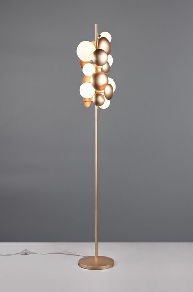 Lampa stojąca w biało-złotym kolorze ze szklanym kloszem (wys. 155 cm) Bubble – Trio Select