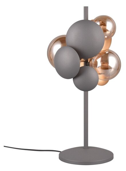 Lampa stołowa w szaro-złotym kolorze ze szklanym kloszem (wys. 50 cm) Bubble – Trio Select