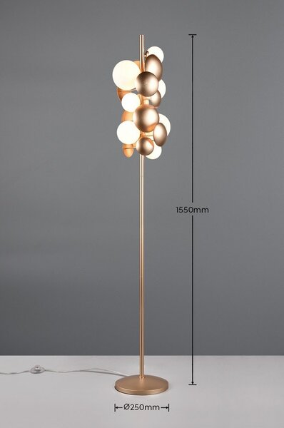 Lampa stojąca w biało-złotym kolorze ze szklanym kloszem (wys. 155 cm) Bubble – Trio Select