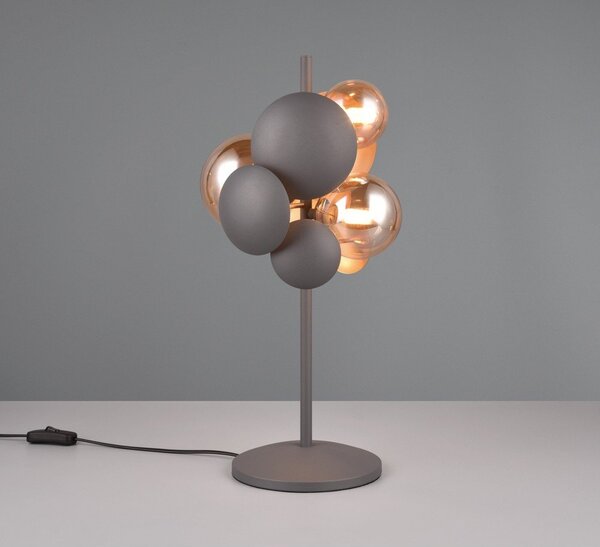 Lampa stołowa w szaro-złotym kolorze ze szklanym kloszem (wys. 50 cm) Bubble – Trio Select