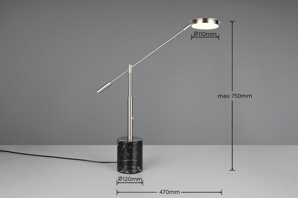Lampa stołowa LED w czarno-srebrnym kolorze (wysokość 65 cm) Fiore – Trio Select