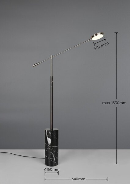 Lampa stojąca LED w czarno-srebrnym kolorze (wysokość 145 cm) Fiore – Trio Select