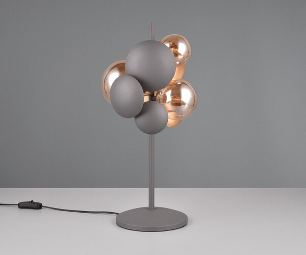 Lampa stołowa w szaro-złotym kolorze ze szklanym kloszem (wys. 50 cm) Bubble – Trio Select