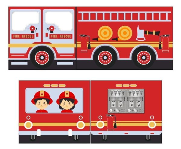 Zasłona dziecięca do łóżka 4 szt. 195x75 cm Fire Truck – Vipack