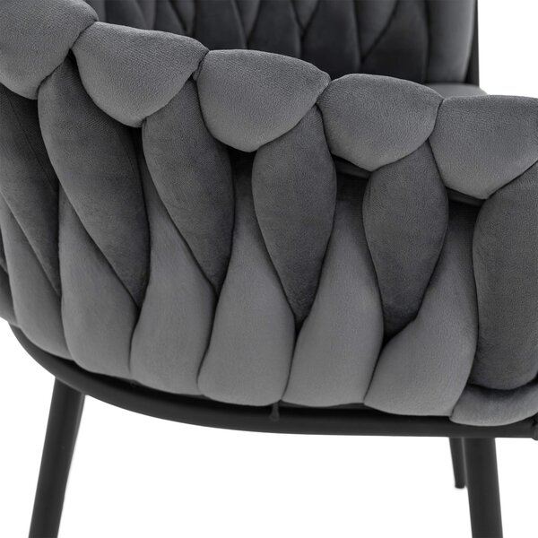 MebleMWM Krzesło DC-7077 | welur | szary #20 | czarne nogi