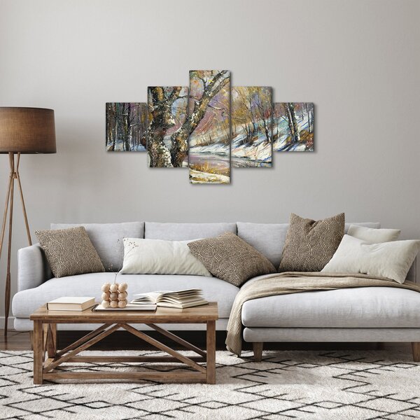 Obraz namalowanego zimowego krajobrazu (125x70 cm)