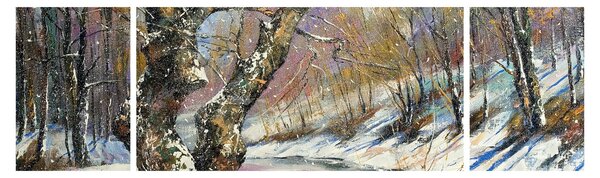 Obraz namalowanego zimowego krajobrazu (170x50 cm)