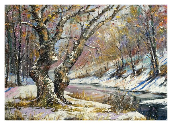 Obraz namalowanego zimowego krajobrazu (70x50 cm)
