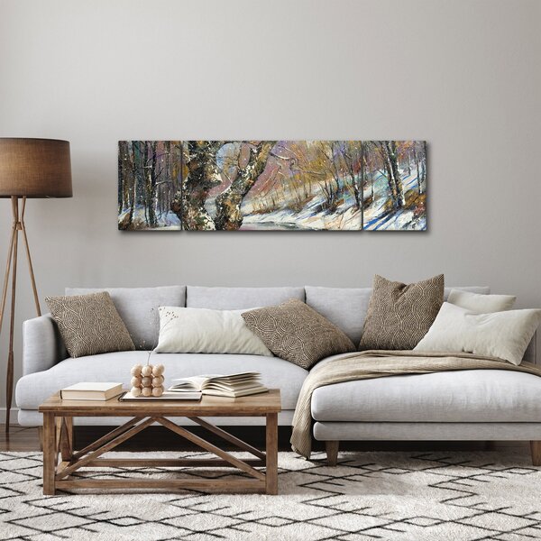 Obraz namalowanego zimowego krajobrazu (170x50 cm)