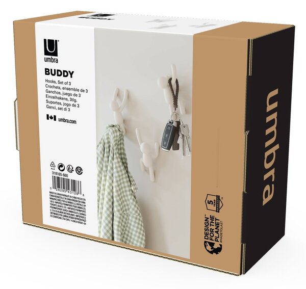 Ścienne plastikowe haczyki zestaw 3 szt. Buddy – Umbra