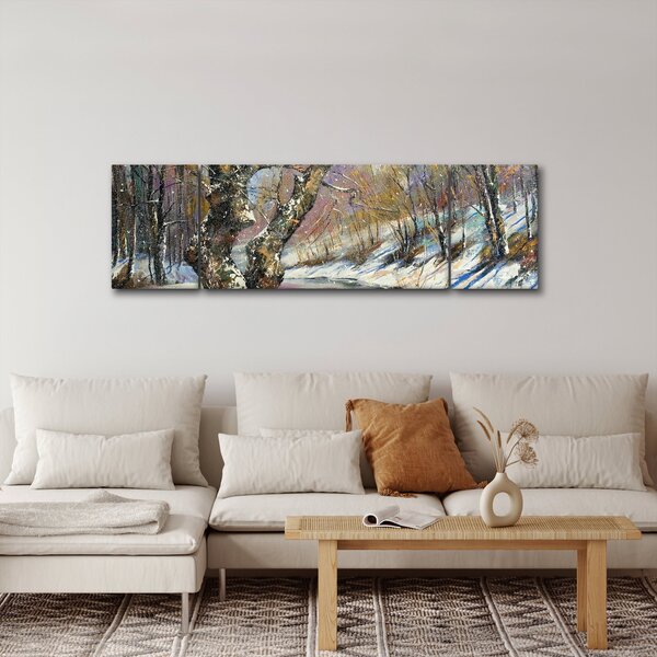 Obraz namalowanego zimowego krajobrazu (170x50 cm)