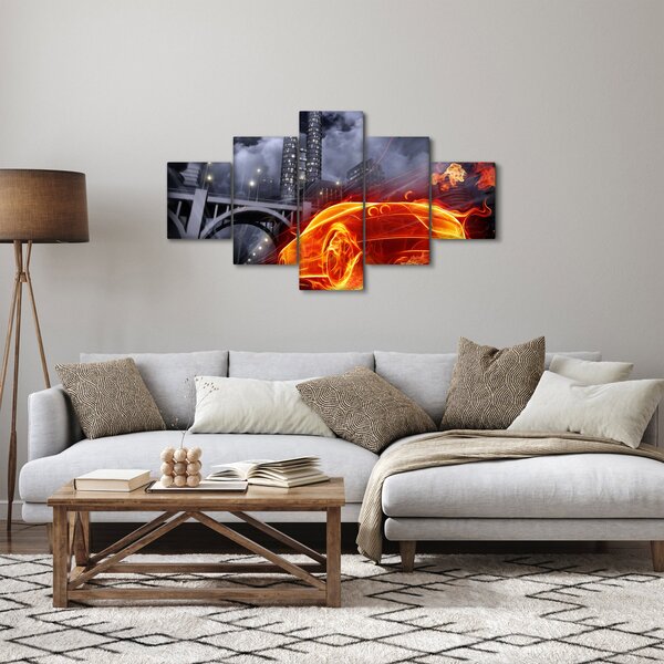 Obraz płonącego samochodu (125x70 cm)