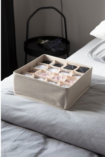 Beżowy organizer do szuflady z 16 przegródkami Bigso Box of Sweden Drawer