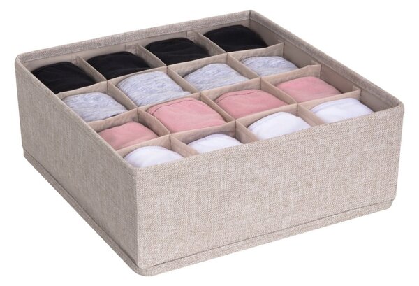 Beżowy organizer do szuflady z 16 przegródkami Bigso Box of Sweden Drawer