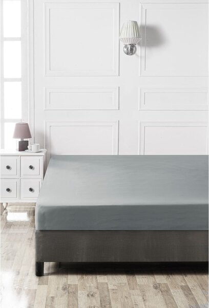 Ciemnoszare bawełniane prześcieradło z gumką 160x200 cm – Mijolnir
