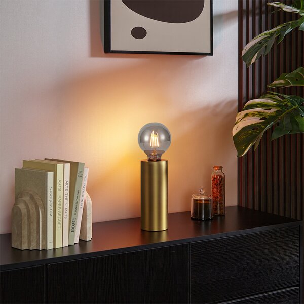 Nowoczesna lampa stołowa mosiężna 24 cm - Cylinder