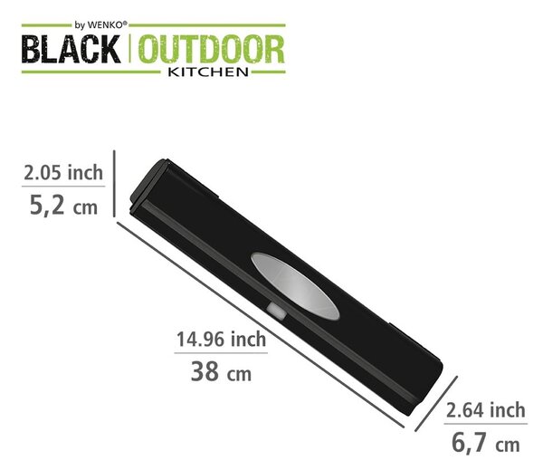 Czarny dozownik do folii Wenko Black Outdoor Kitchen