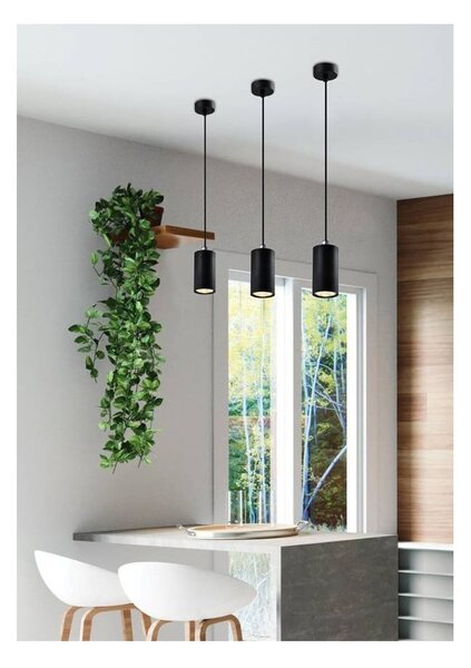 Czarna lampa wisząca z metalowym kloszem ø 7 cm Tubo – Candellux Lighting