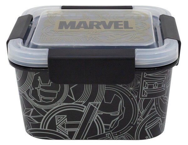 Czarny plastikowy pojemnik śniadaniowy dla dzieci Marvel – STOR