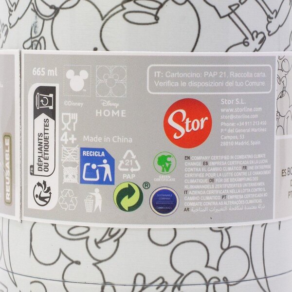 Biały termos dla dzieci ze stali nierdzewnej 665 ml Mickey Mouse – STOR