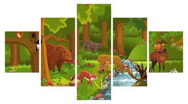 Dziecięcy obraz ze zwierzątkami (125x70 cm)