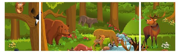 Dziecięcy obraz ze zwierzątkami (170x50 cm)