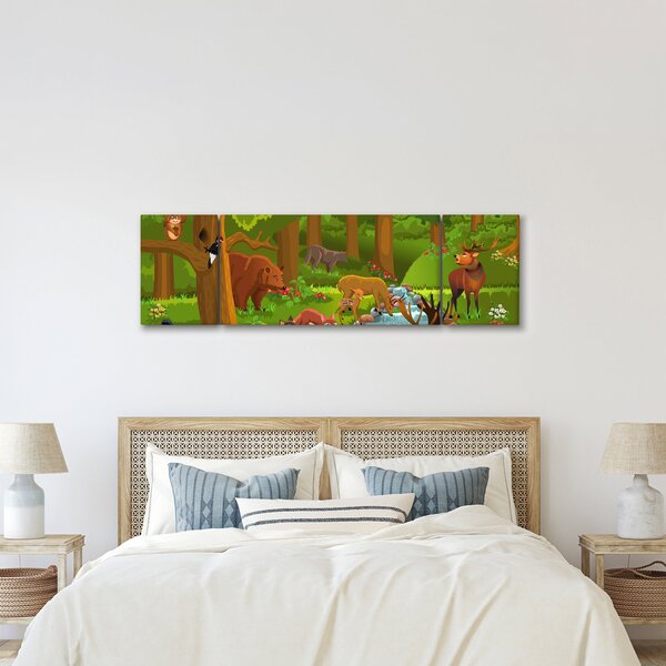 Dziecięcy obraz ze zwierzątkami (170x50 cm)