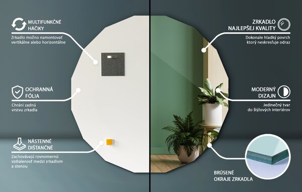 Lustro wielokątne o oryginalnym kształcie