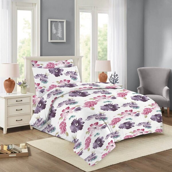 Różowo-fioletowa bawełniana pościel jednoosobowa 140x200 cm Nela – Cotton House