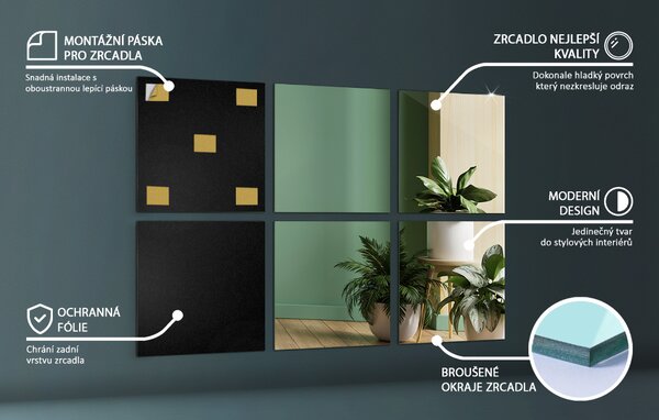 Kwadratowe płytki lustrzane samoprzylepne