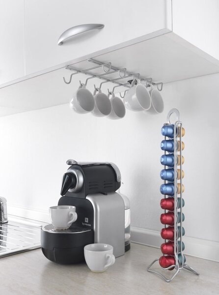 Podwieszany wieszak pod szafkę z haczykami na kubki Metaltex Mugs