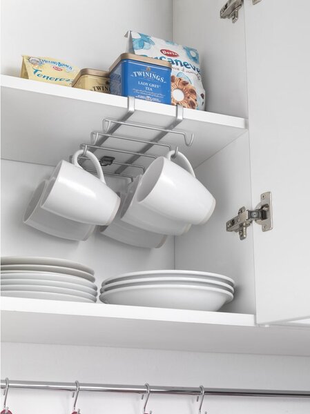 Podwieszany wieszak pod szafkę z haczykami na kubki Metaltex Mugs