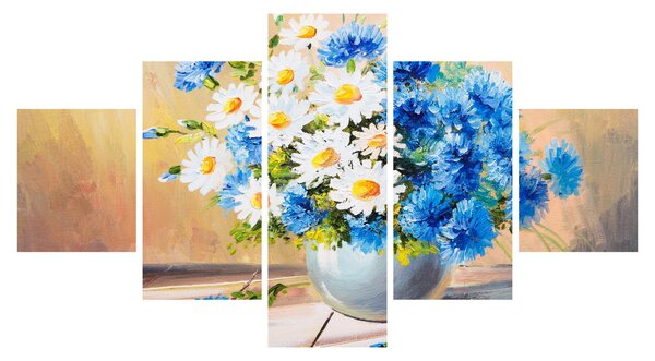 Malowany obraz wazonu z kwiatami (125x70 cm)
