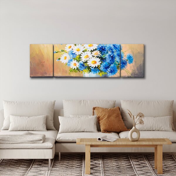 Malowany obraz wazonu z kwiatami (170x50 cm)
