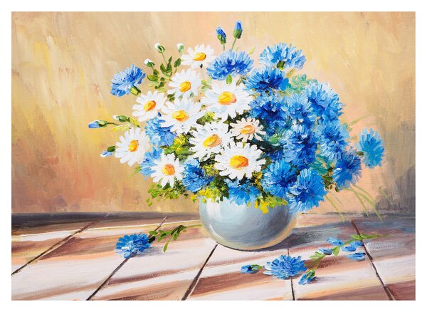 Malowany obraz wazonu z kwiatami (70x50 cm)