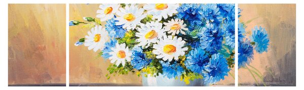 Malowany obraz wazonu z kwiatami (170x50 cm)