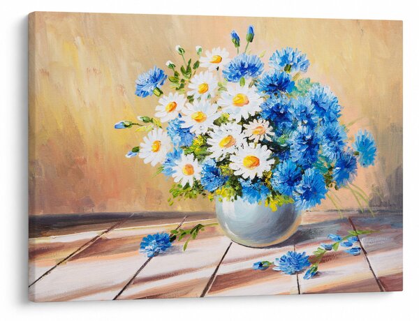 Malowany obraz wazonu z kwiatami (70x50 cm)