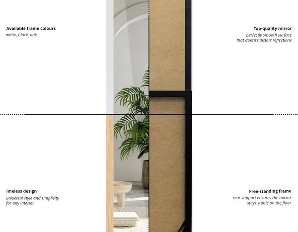 Lustro stojące z ramą w kolorze dębu 36x156 cm