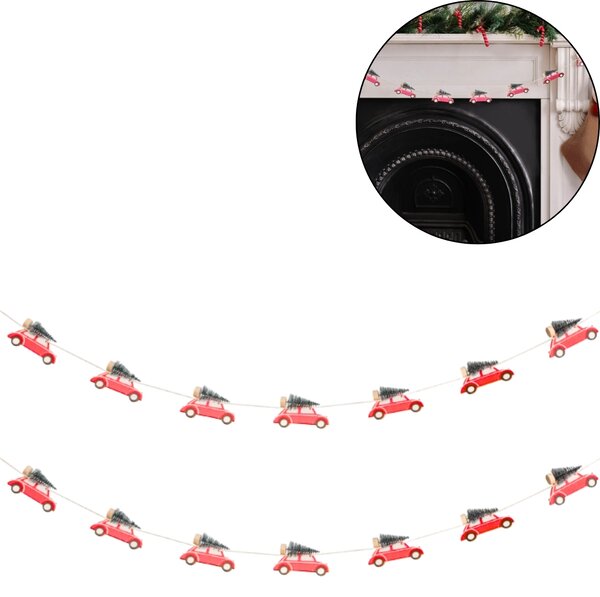 Świąteczna drewniana girlanda WINTER CARS, 1,5 m