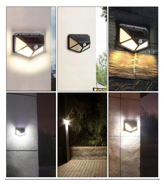 LAMPA SOLARNA z Czujnikiem RUCHU i ZMIERZCHU - 100 LED Zewnętrzna Ścienna